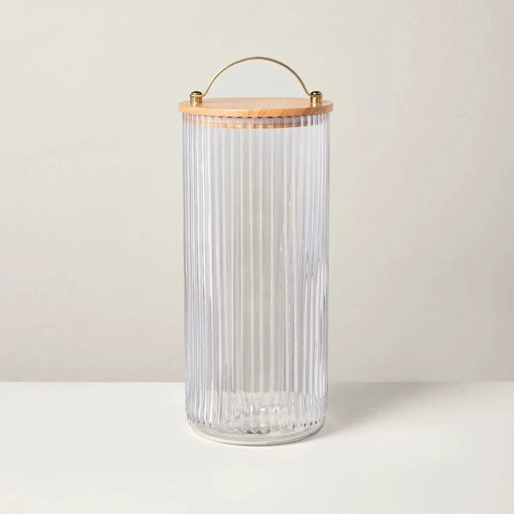 80oz Fluted Glass Storage Canister with Wood Lid - Hearth & Hand Magnolia Target
